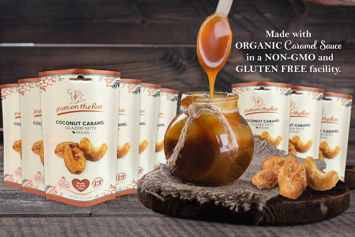 Coconut Caramel Glazed Mixed Nuts - Almonds and Cashews