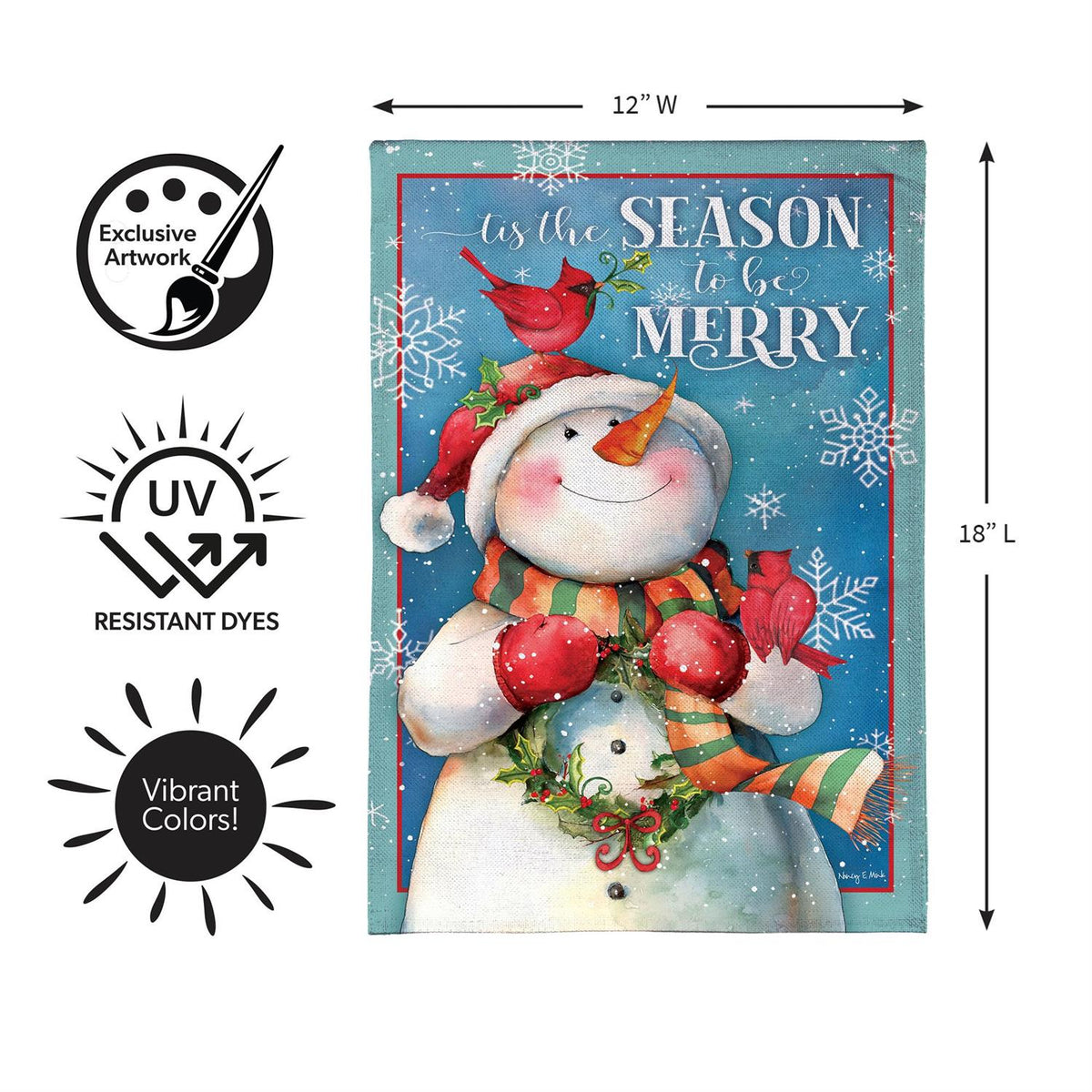 Season to be Merry Snowman Burlap Garden Flag