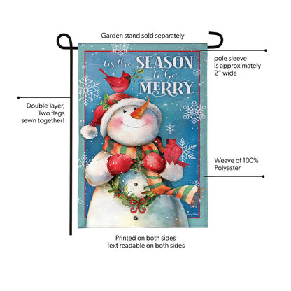 Season to be Merry Snowman Burlap Garden Flag