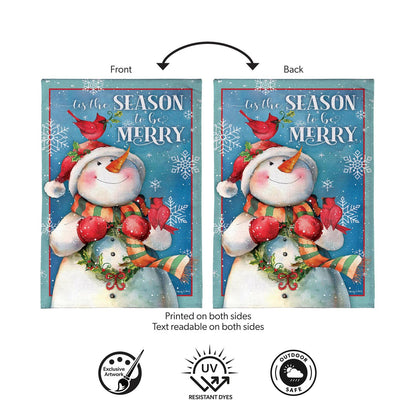 Season to be Merry Snowman Burlap Garden Flag