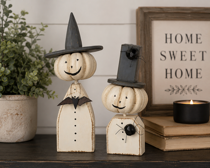 Mr. Jack or Miss Jackie Wooden Tabletop Sitter - Halloween Decor
