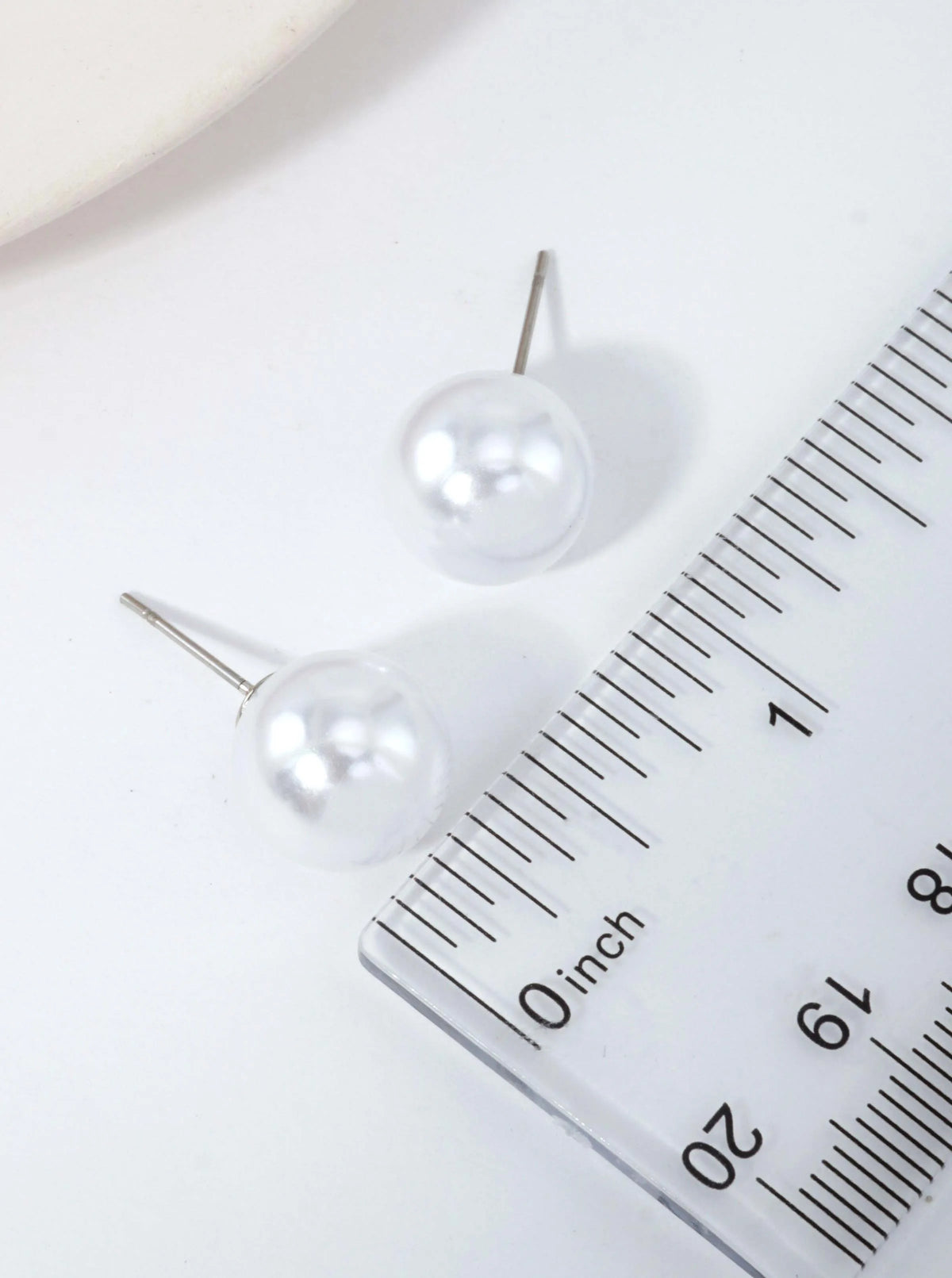 Classic Round Resin Faux Pearl Stud Earrings