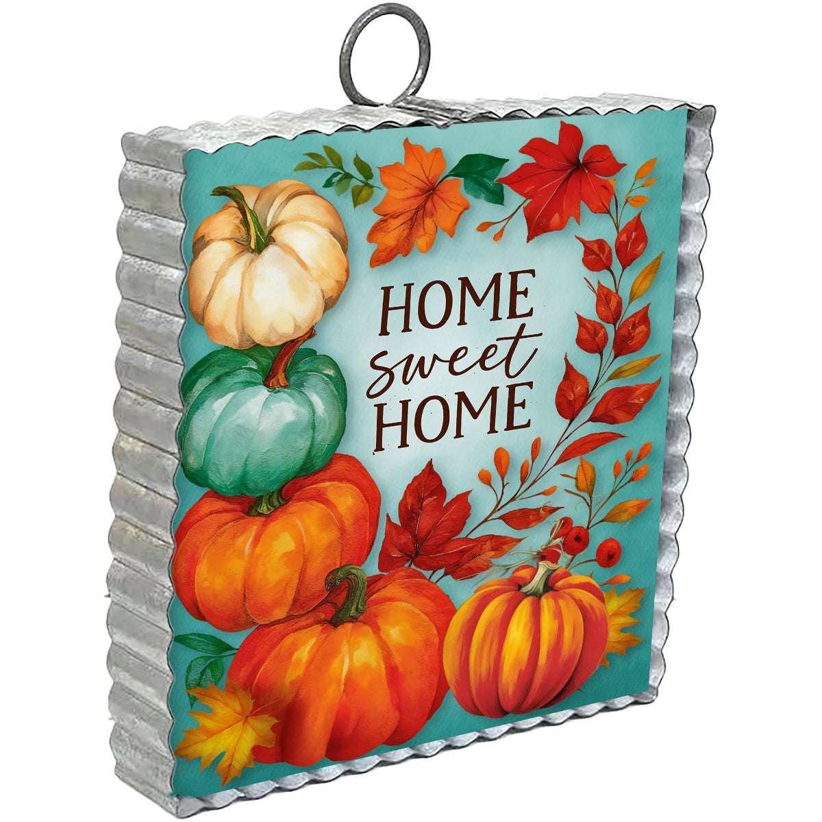 Home Sweet Home Harvest Mini Moments Wooden Sign with Scalloped Metal Frame
