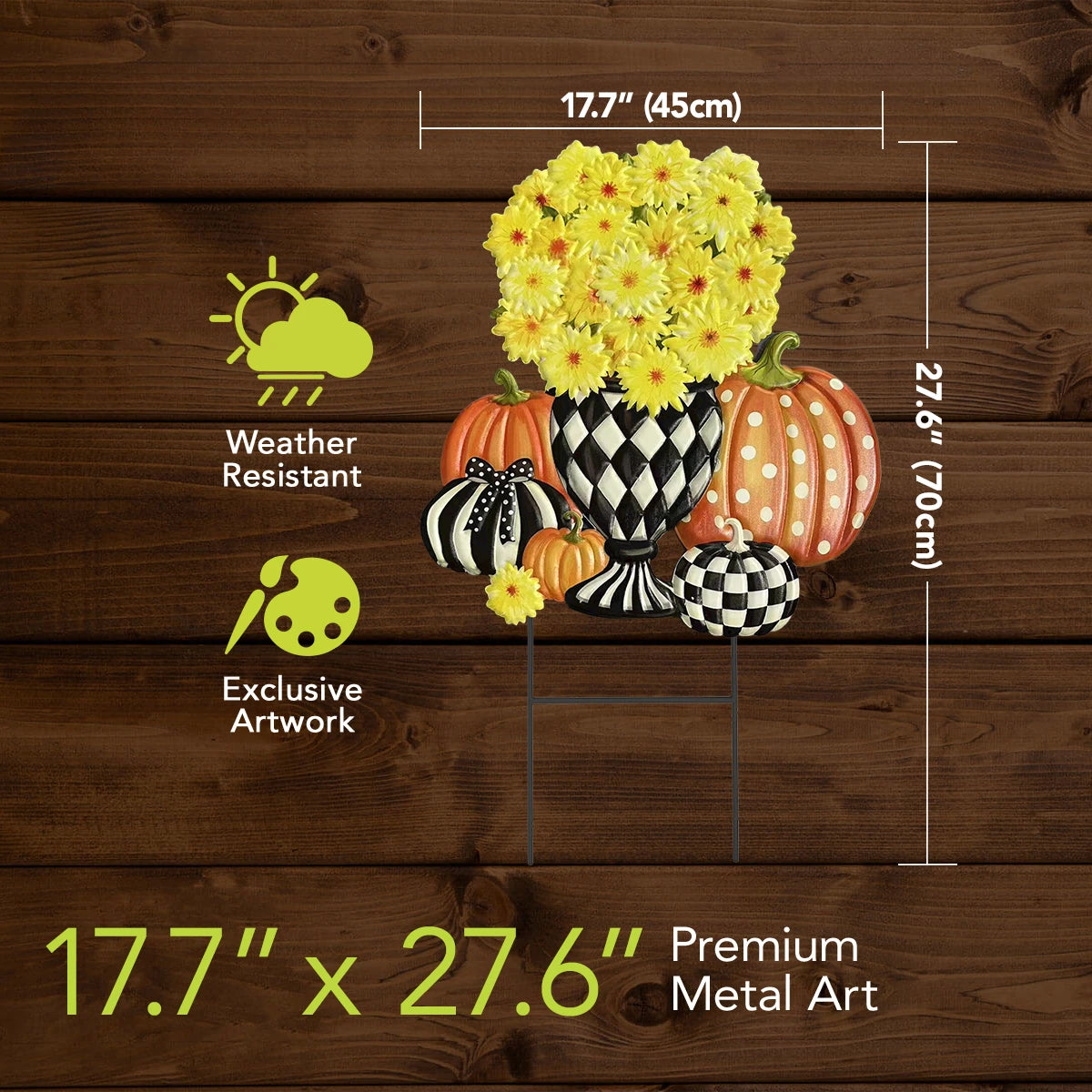 Harlequin Mums Metal Yard Art Garden Stake