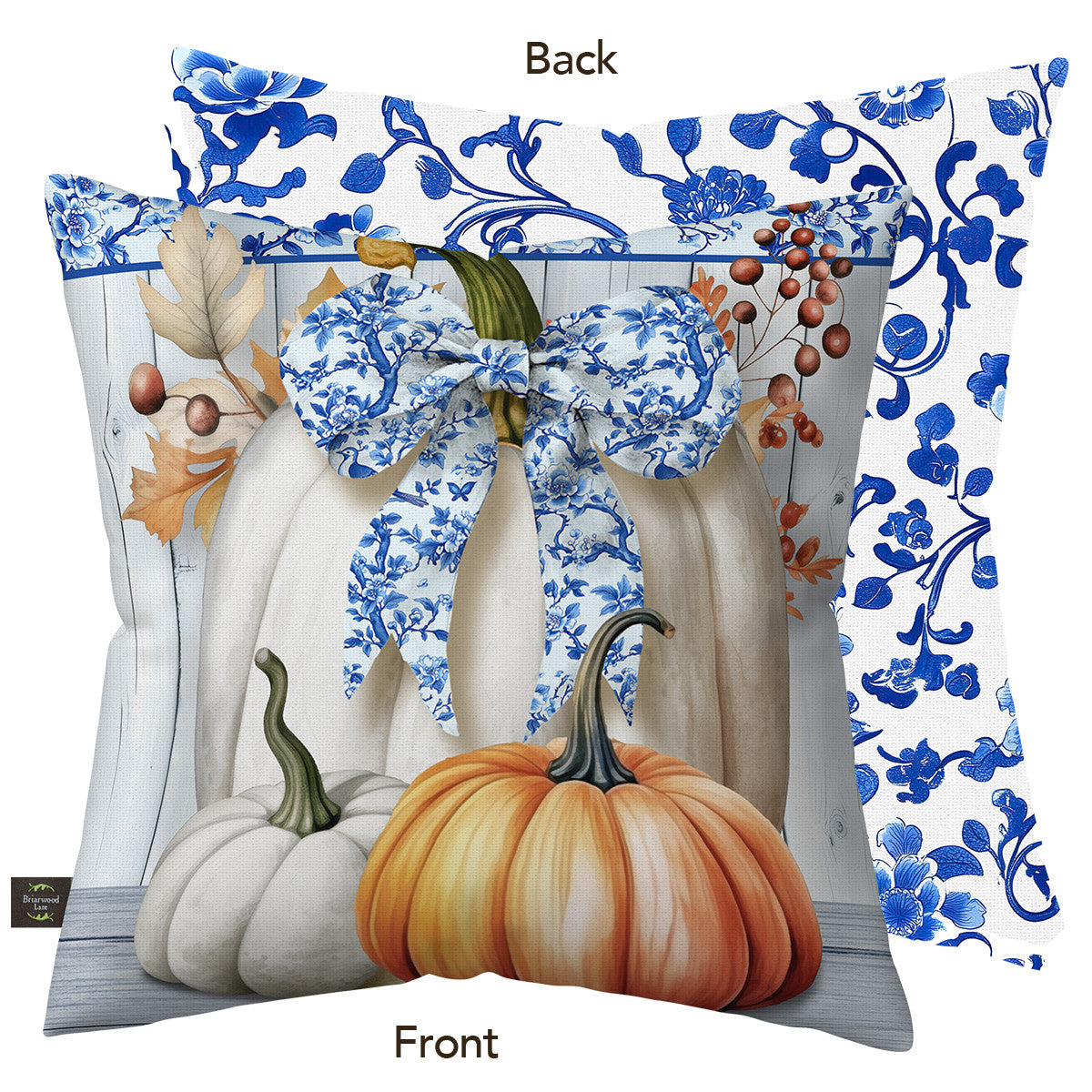 Blue and White Pumpkins Indoor/Outdoor Pillow