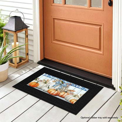 Blue and White Pumpkin Mini Mat - Fits Sassafras Doormat Base Tray