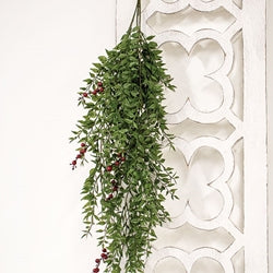 Lady Ruscus & Berries Hanging Bush - Holiday Floral 36"