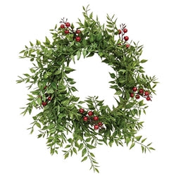Lady Ruscus & Berries Candle Ring - 4.5" or 6.5" Inner