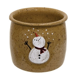 Snow Days Snowman Glazed Mini Pottery Crock
