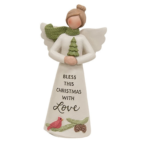 Bless This Christmas with Love Resin Angel Statuary
