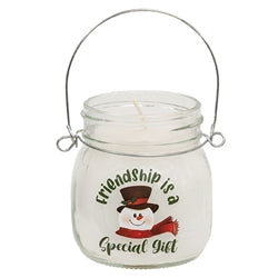 Friendship is a Special Gift Peppermint Scented Snowman Theme Jar Candle