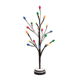 Snowy LED Multicolor Lighted Christmas Tree with Timer - Battery Operated