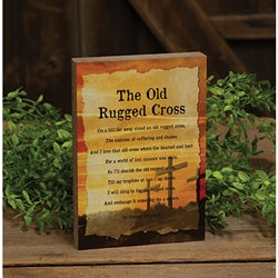 The Old Rugged Cross Wooden Accent Decorative Block