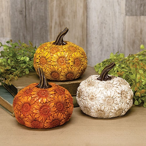 Harvest Sunflower Resin Pumpkin - Three Color Options