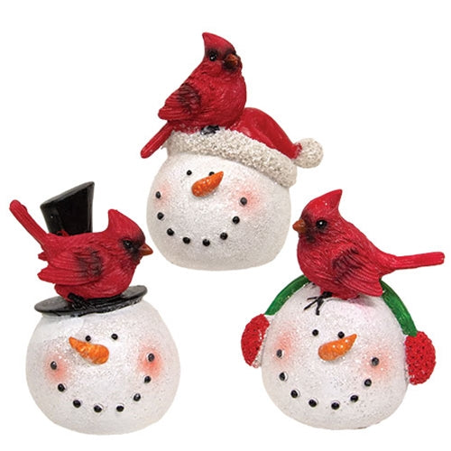Resin Snowman Head with Cardinal - 3 Styles