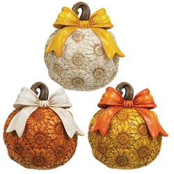 Resin Sunflower Pumpkin with Bow