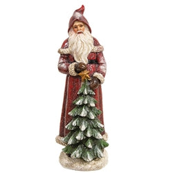 Resin Glittered Father Christmas Santa Statuary 8.5" - 3 Options