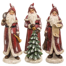 Resin Glittered Father Christmas Santa Statuary 8.5" - 3 Options