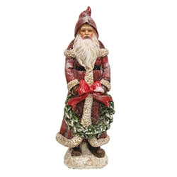 Resin Glittered Father Christmas Santa Statuary 6" - 3 Styles