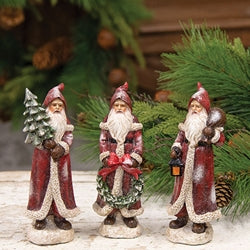Resin Glittered Father Christmas Santa Statuary 6" - 3 Styles
