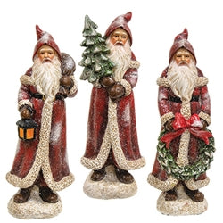 Resin Glittered Father Christmas Santa Statuary 6" - 3 Styles