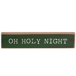 Oh Holy Night Christmas Themed Mini Block Sign - Wooden