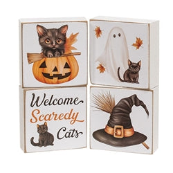 Welcome Scaredy Cats Mini Block Sign