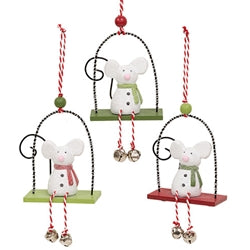 Holly Jolly Swing Mouse Ornament - 3 Options
