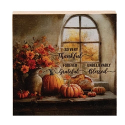 Fall Blessings Decorative Wooden Block Sign - 3 Options