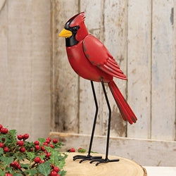 Distressed Metal Standing Cardinal Statuary