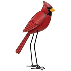 Distressed Metal Standing Cardinal Statuary