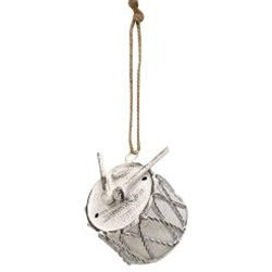 White Distressed Metal Drum Ornament