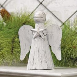 Distressed Shabby Chic Metal Angel Holding Star