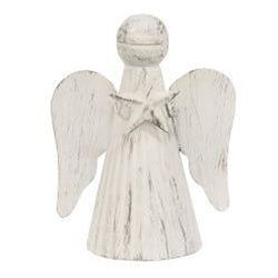 Distressed Shabby Chic Metal Angel Holding Star