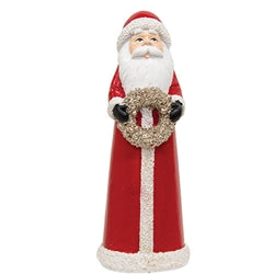 Resin Glitter WInter Floral Santa Statuary - Available in 2 Styles