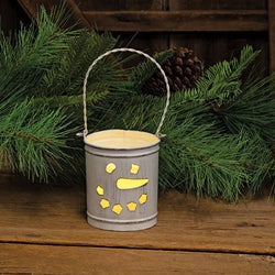 White Metal Snowman Face Luminary