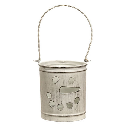 White Metal Snowman Face Luminary
