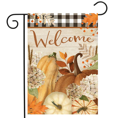 Fall Farmhouse Welcome Garden Flag - Pumpkins and Gourds