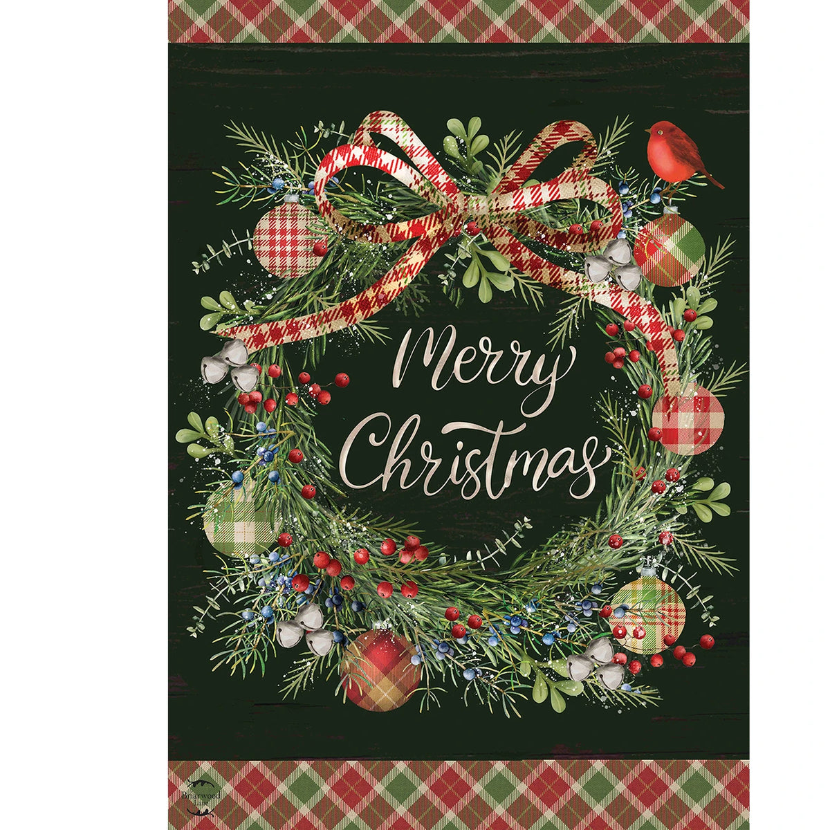 Farmhouse Merry Christmas Wreath Garden Flag