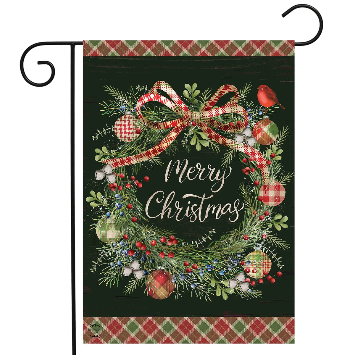 Farmhouse Merry Christmas Wreath Garden Flag