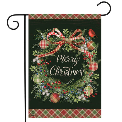 Farmhouse Merry Christmas Wreath Garden Flag