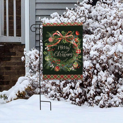 Farmhouse Merry Christmas Wreath Garden Flag