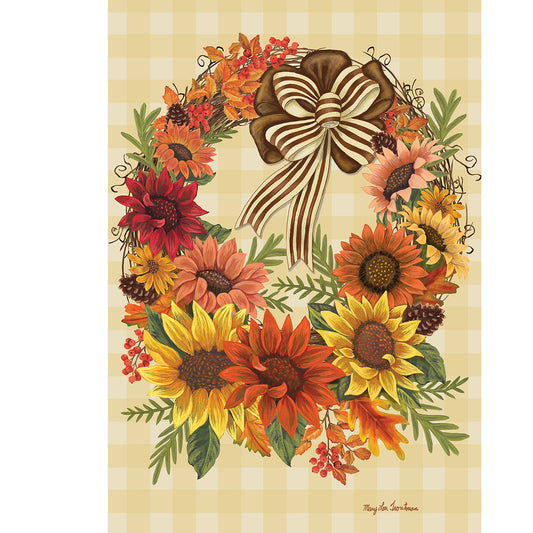 Harvest Sunflower Wreath Garden Flag