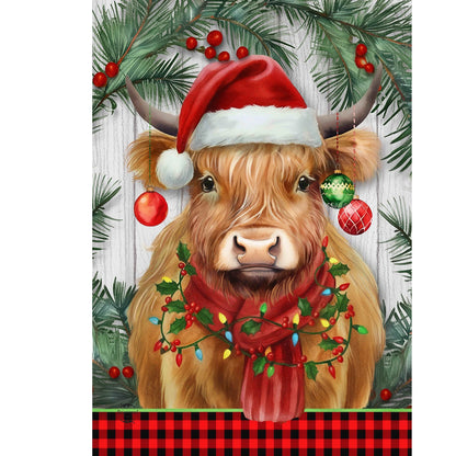 Holiday Highland Cow Garden Flag