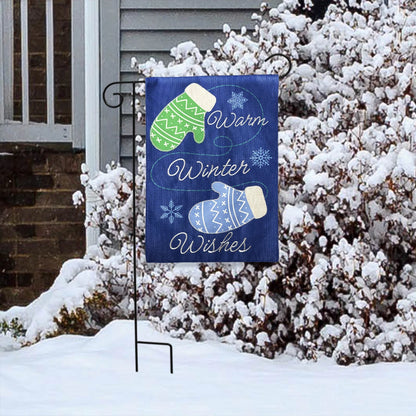 Warm Winter Mittens Burlap Garden Flag