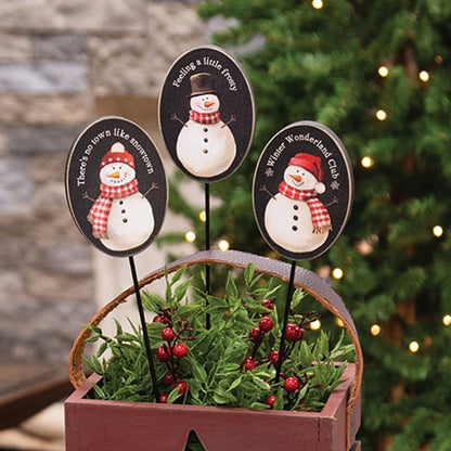 Winter's Night Snowman Planter Stake - 3 Designs