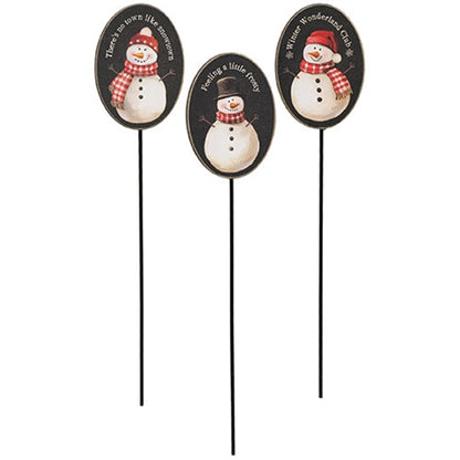 Winter's Night Snowman Planter Stake - 3 Designs