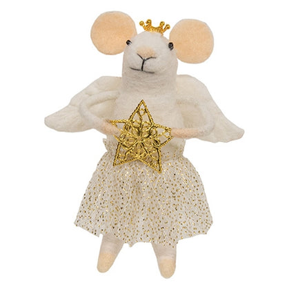 Felt Mouse Angel Ornament Holding Star