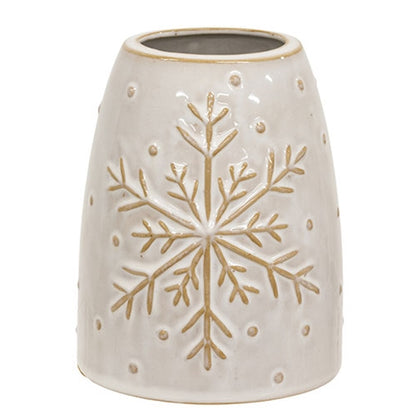 Ceramic Embossed Snowflake Vase