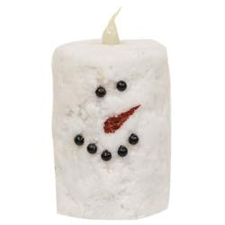 Snowman Votive Pillar Candle - LED Flameless